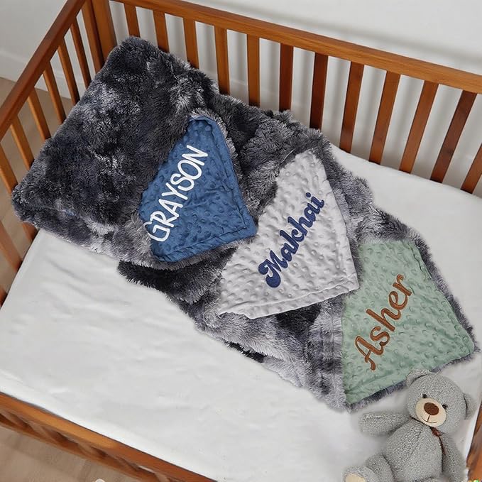 Personalized Baby Blanket Customized Baby Blanket with Name, Custom Embroidered Blanket for Boys & Girls, Soft Minky dot Keepsake Newborn Swaddle, Personalized Baby Gifts for Baby Showers (Baby)