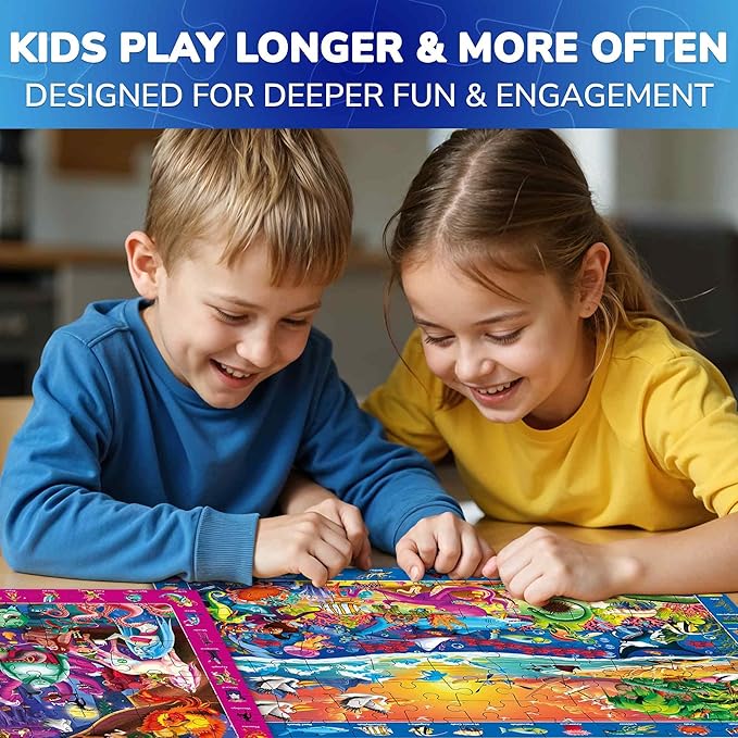 QUOKKA 100 Piece Puzzles for Kids Ages 4-6 - 4 Jigsaw Puzzles for Kids Ages 6-8 - Search and Find Observational Nocturnal Life for Childrens 5-8 - Learning Educational Toys for Boys and Girls 8-10