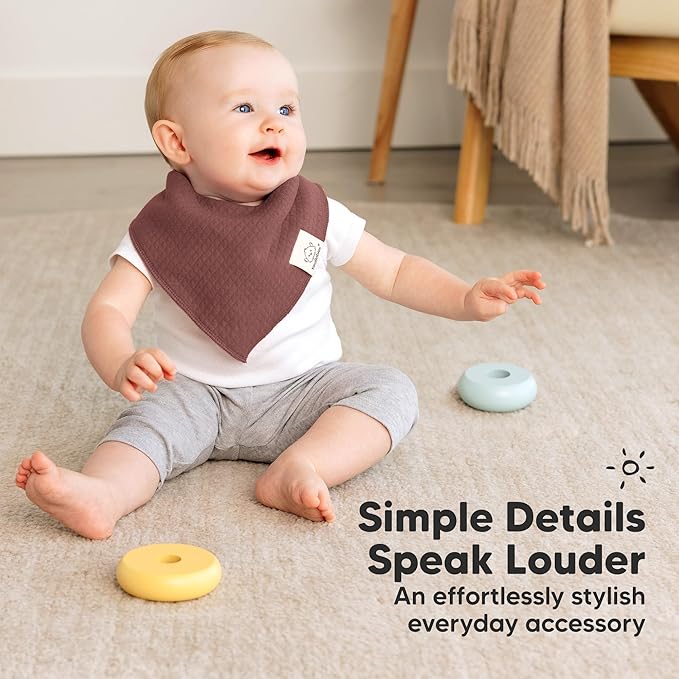 KeaBabies 8-Pack Bandana Bibs for Baby Girls, Boys - Organic Cotton Baby Bibs for Drooling & Teething Newborn, Toddler, Infant 0-36 months, Extra Soft, Absorbent Cloth with Snaps (Rosewood/Quin)