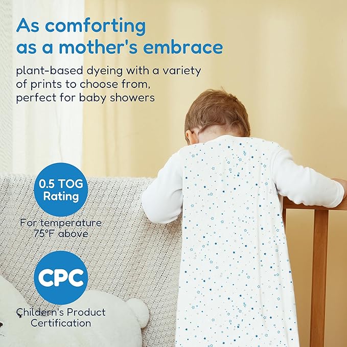 TotAha Light Sleep Sack 6-12 months 3 Pack, Breathable, Buttery Soft Wearable Blanket Baby Sleeping Bag with 2-way Zipper, 0.5 TOG