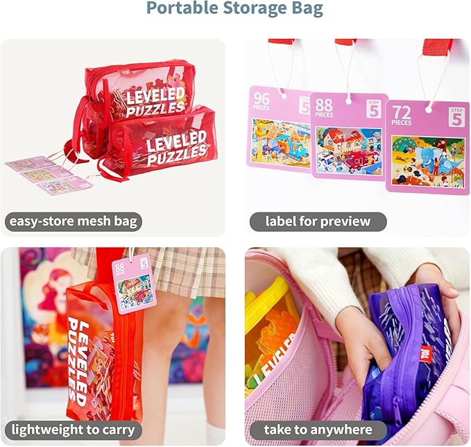 TOI Leveled Puzzles for Kids Aged 4 and Up, Toddler Puzzle Preschool Learning Jigsaw Puzzles, Large Pieces Educational Game for Boys Girls, Classic Education Step 5