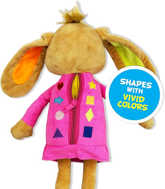 June Garden 16" Dressy Friends Bunnie - Educational Stuffed Plush Doll for Kids and Toddlers 2 Years and Up - Montessori Soft Toy Doll