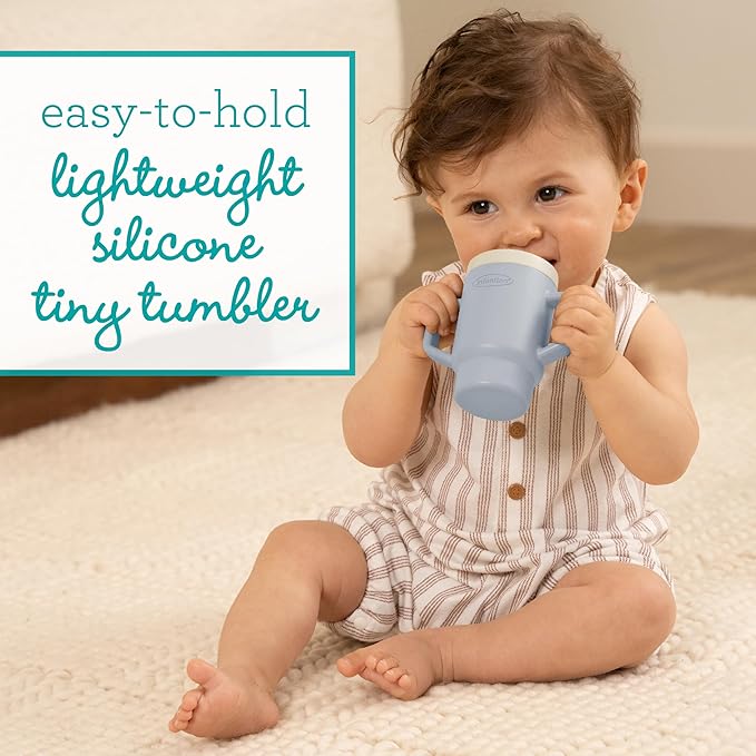 Infantino My 1st Tiny Tumbler, Silicone Sippy Cup with Straw & Handle, Spill-Resistant Baby Cup for On-the-Go, BPA-Free Transition Cup, 4.7oz, Clarity