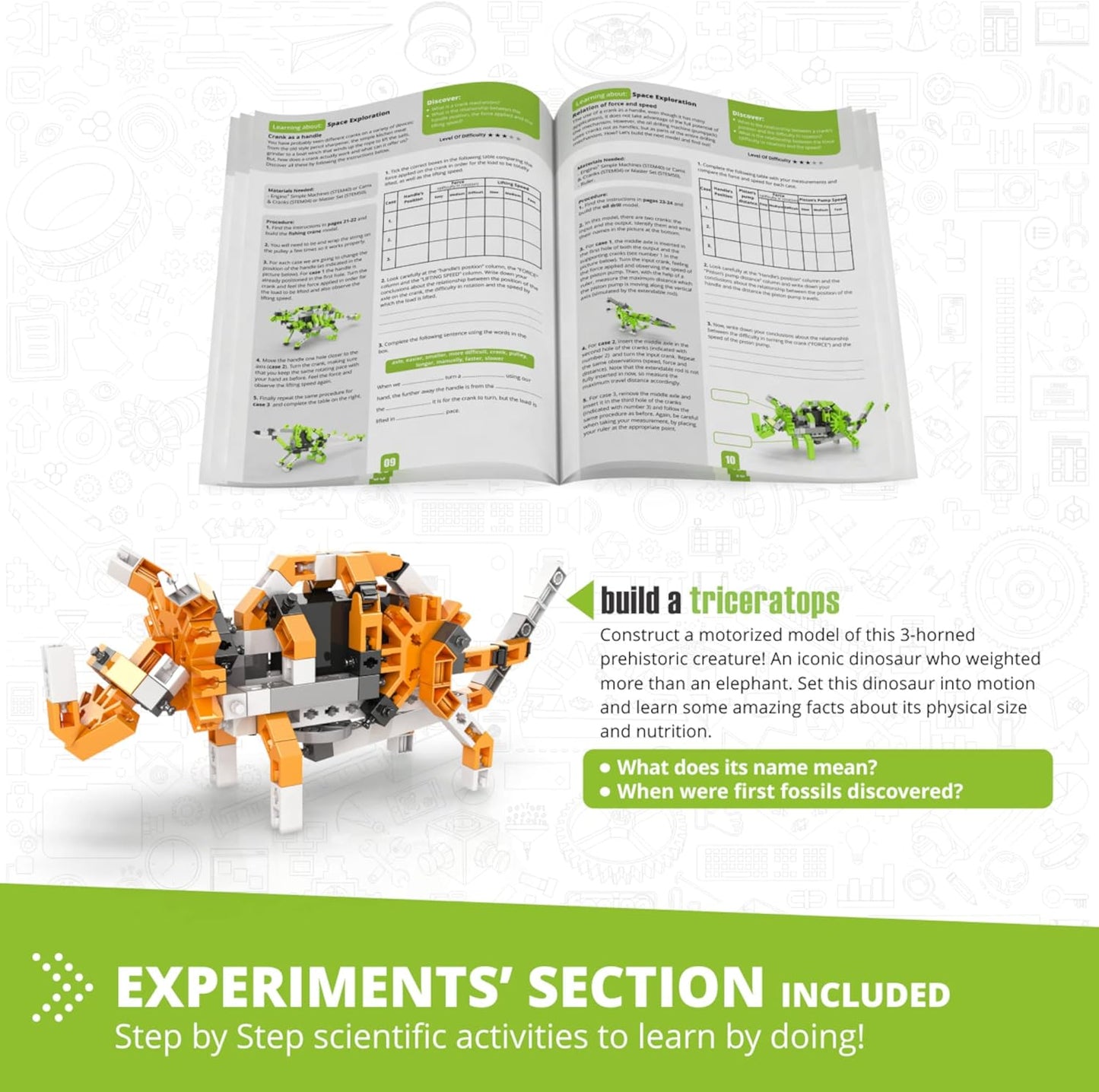 Engino STEM Kit, Learning About Dinosaurs, Building Toys for Kids 9+, STEM Projects, Learning & Education Toys, Engineering Kit, Gifts for Boys & Girls (5 Motorized Models)