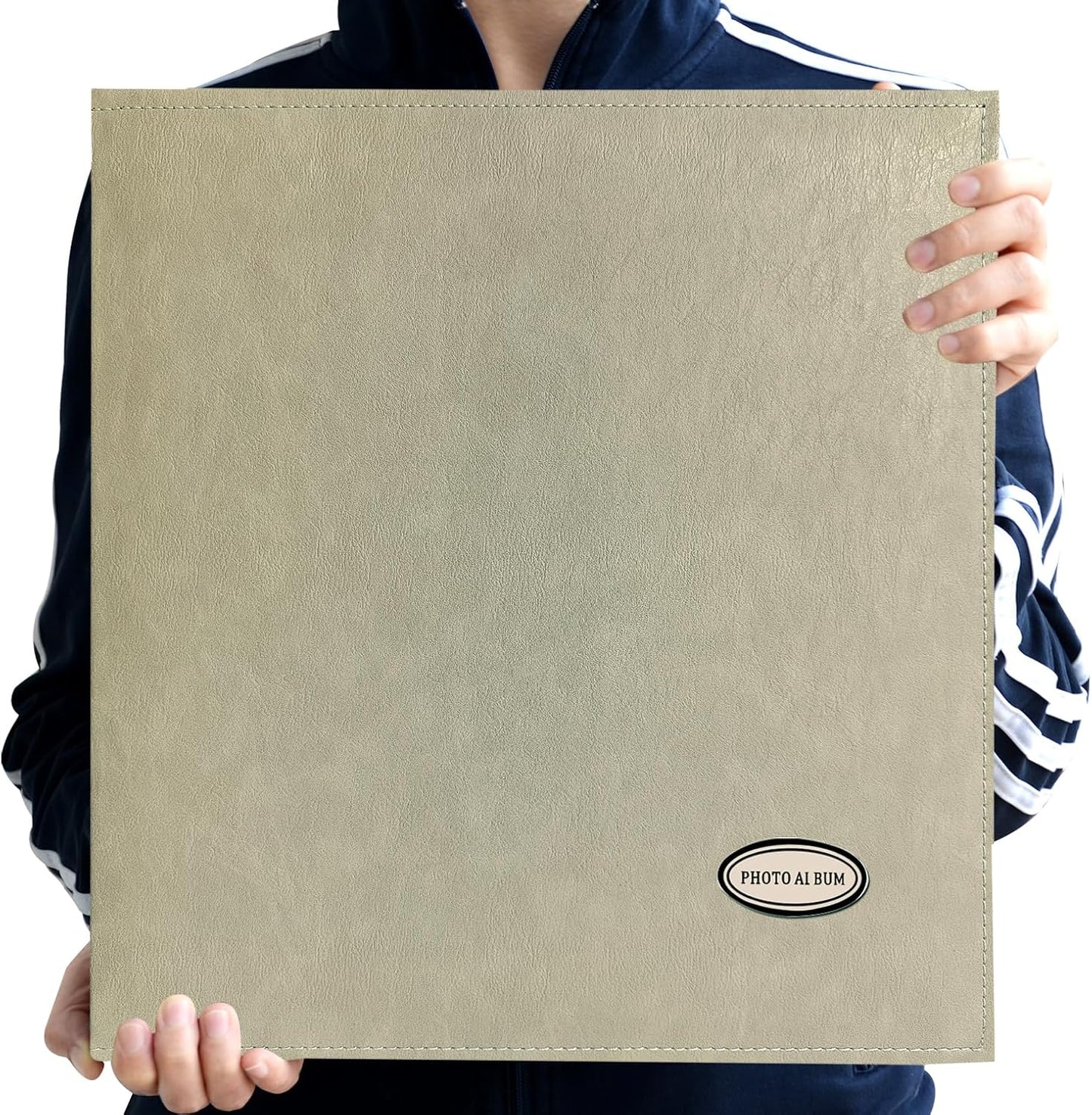 Self-Adhesive Photo Album, Dust-free, glue free and waterproof Scrapbook Album, Family album, Leather Cover, Hand Made DIY Albums Holds 3x5, 4x6, 5x7, 6x8,8x10 photos (Oatmeal, Large)