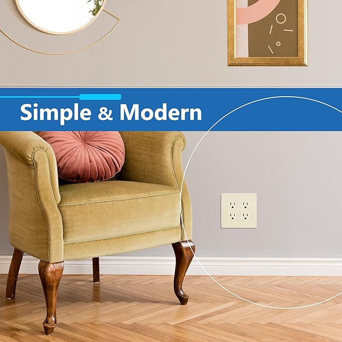 LIDER Matte Finish Decorator Switch Cover, Screwless Wall Plate, Mid-Size 2-Gang 4.88" x 4.92", Unbreakable Polycarbonate Thermoplastic, UL Listed, LSWP-32M-LA, Light Almond