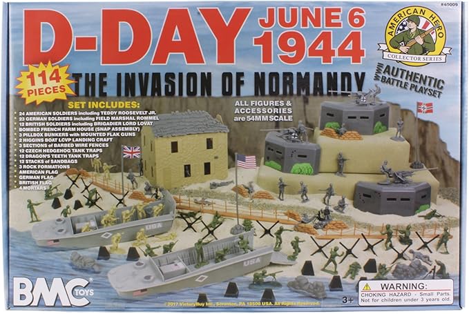 BMC WW2 D-Day Plastic Army Men - Invasion of Normandy 114pc Boxed Playset