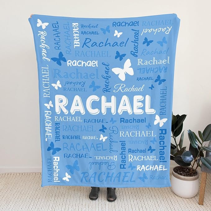 Personalized Throw Blanket with Name Custom Blankets Customized Baby Blanket for Girls Kids Adult Birthday Gift
