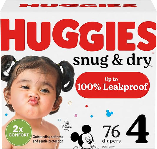 Huggies Size 4 Diapers, Snug & Dry Baby Diapers, Size 4 (22-37 lbs), 76 Count, Packaging May Vary