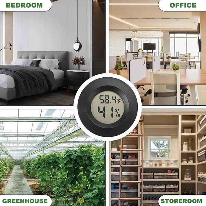 Mini Hygrometer Digital Thermometer Humidity Meter 6 Pack Hygrometer Thermometers Indoor/Outdoor Humidity Monitor Reptile Thermometer for Humidors Greenhouse Garden Cellar Fahrenheit(℉)/ Celsius(℃)