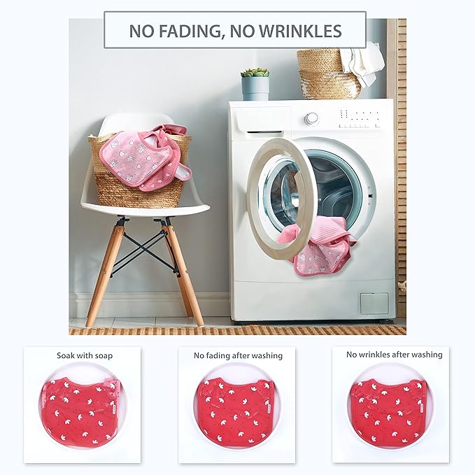 DOKMA Set 8 Organic Cotton Baby Drool Bibs - Bandana Teething Bibs for Baby - Bandana Drool Bibs - Ultra Soft, No Scratch