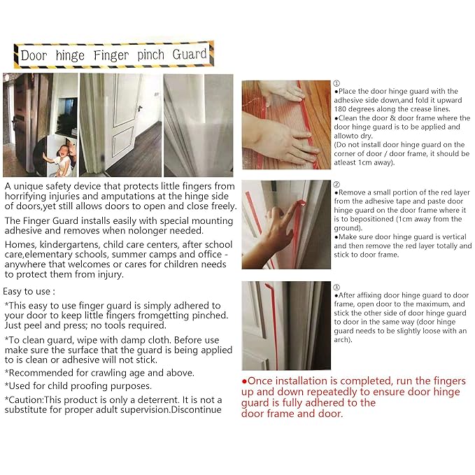 Happlife Finger Pinch Door Guard - Door Protector for Kids - Baby Finger Pinch Guard Door Stopper - Shield for 90 & Probably 180 Degree Doors (Set) - Guard for Door Finger Child Safety.