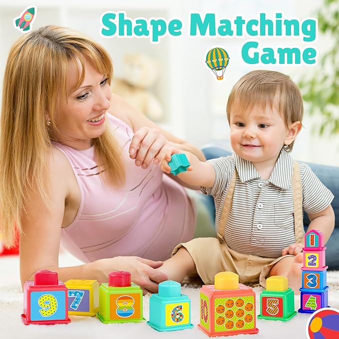 Pound a Ball Toy for Toddlers 1-3, Montessori Toys for Babies 12 18-24 Months, Hammer, Stacking Cups, Shape Sorter Blocks, Early Developmental Educational Toys for 1 2 3 Year Old Boys Girls Kids Gift