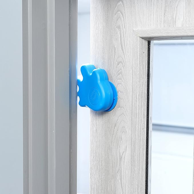 Happy Hands Anti Slam Child Door Safety Finger Trap Stoppers - 2 Pack … (Blue)