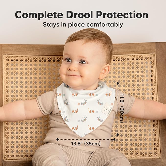 8-Pack Organic Baby Bandana Bibs for Boys, Girls - Super Absorbent Triangle Baby Bibs for Drooling and Teething Infant, Dog Bandanas, 100% Cotton Extra Soft, Newborn, Infant 0-36 Months (Pets & Paws)