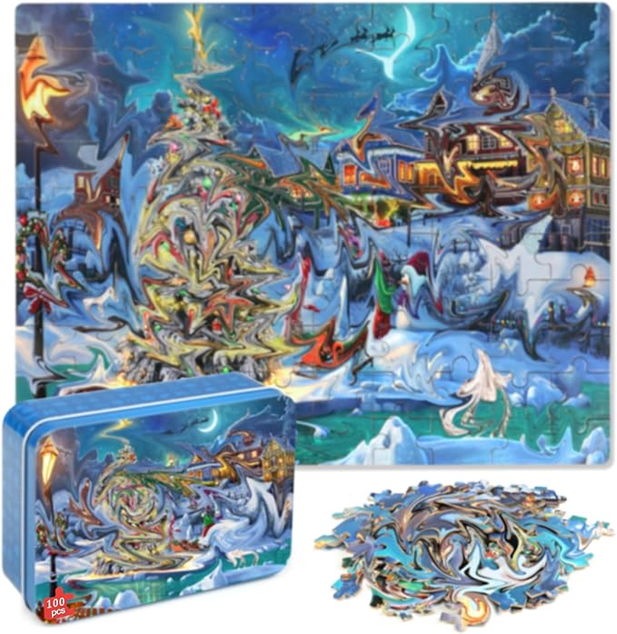 LELEMON Christmas Puzzles for Kids Ages 4-8,100 Piece Christmas Tree Snowman Jigsaw Puzzle for Children,Learning Educational Toys for Boys and Girls