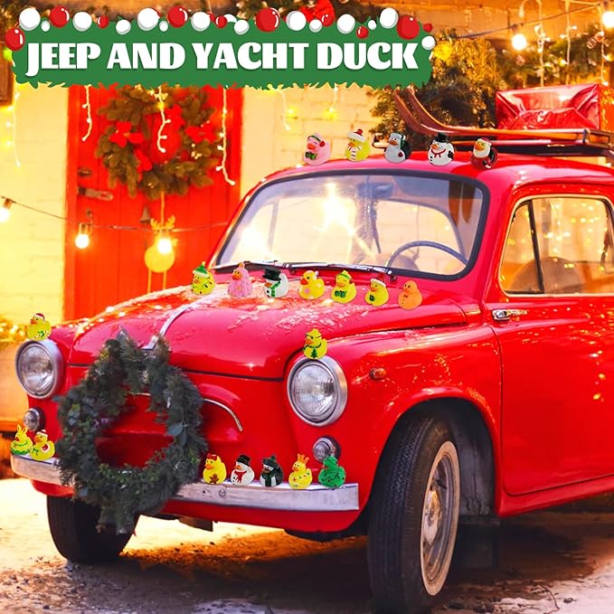50Pcs Christmas Rubber Ducks for Boys, Girls, Kids and Toddlers,Christmas Ducks for Jeeps Ducking, Xmas Themed Duck Bathtub Pool Toys Christmas Party Favor Stocking Stuffers Gifts