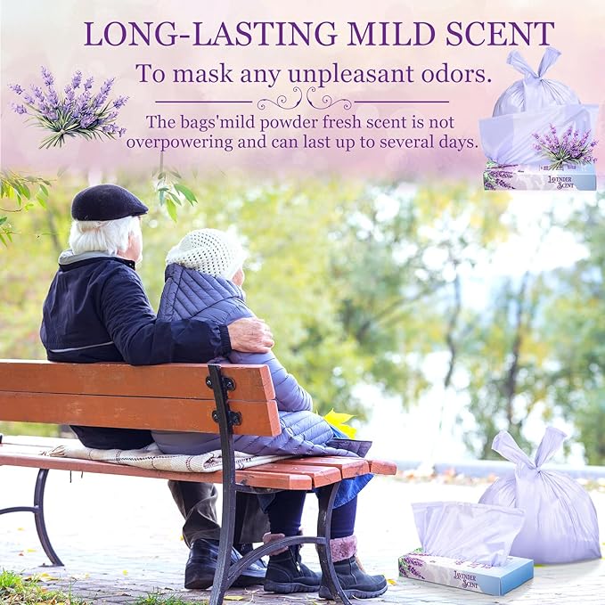 200 Pcs 17.7 x 9.8 in Lavender Scented Hygiene Bags Discreet Waste Disposal for Feminine Products, Diaper Disposal or Pet Waste Sacks with Easy-to-tie Tabs