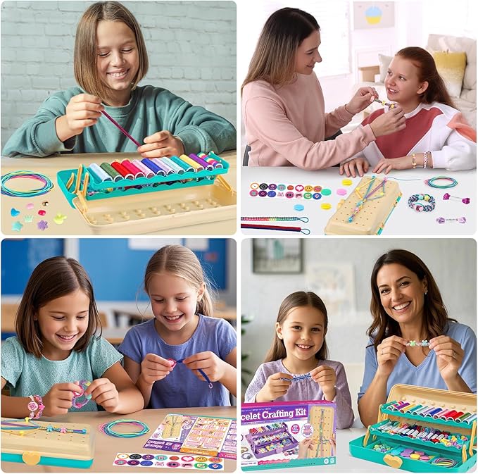 Friendship Bracelet Making Kit with Storage Box,DIY String Bracelet Arts and Craft for Girls Aged 8-12,Kids' Travel Activity Toy Set,Easter Birthday Gifts for Ages 6 7 8 9 10 11 12 Year Old Blue