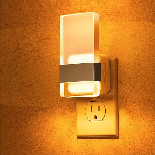 L LOHAS LED Night Light, Amber Night Lights Plug Into Wall, Dusk-to-Dawn Sensor Decorative Night Light, 0-100LM Dimmable Nightlights, Wall Sconce-Style Acrylic Nitelight for Bathroom, Hallway,Gift