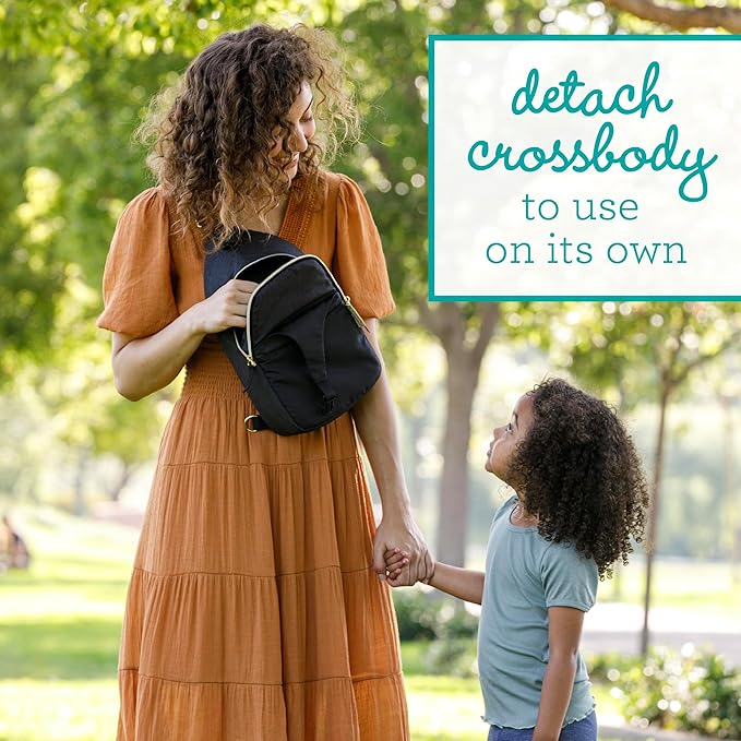 Infantino Flip 4-in-1 Convertible Baby Carrier & Crossbody Diaper Bag - Grow-with-Me Carrier with Attachable Crossbody Diaper Bag, Black and Gold, 2-Piece Set