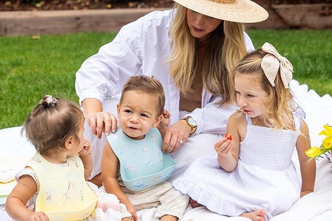 Silicone Baby Bib and Mat | Boys Girls Babies & Toddlers | Waterproof, Adjustable, BPA Free