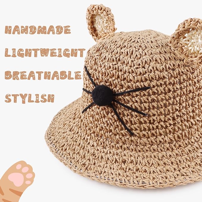 Baby Girl Straw Hat Outdoor Baby Sun Protection Hats Summer Bowknot Beach Cap for Infant Toddler Girls
