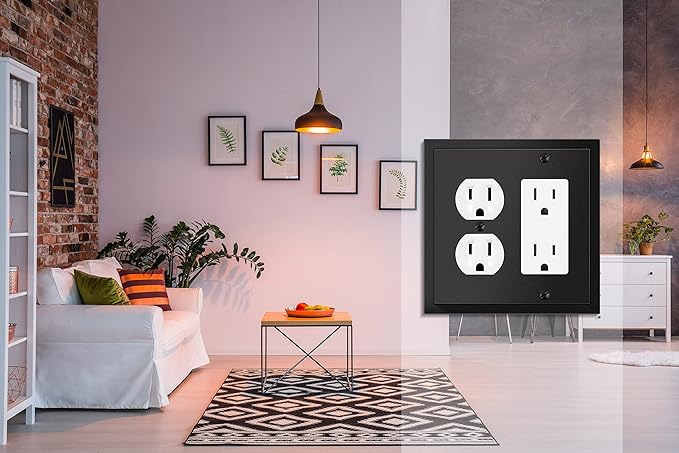 Modern Edge Decorative Wall Plate Switch Plate Outlet Cover, Durable Solid Zinc Alloy (Decorator/Duplex, Matte Black)