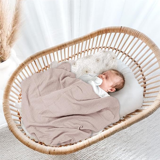 lulumoon Baby Muslin Swaddle Blankets: Soft Receiving Blanket for Newborn - Cotton Swaddling Blankets for Neutral 3Pack(SandDaisy)
