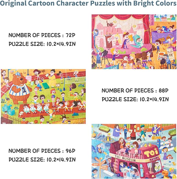 TOI Leveled Puzzles for Kids Aged 4 and Up, Toddler Puzzle Preschool Learning Jigsaw Puzzles, Large Pieces Educational Game for Boys Girls, Cognitive Story Step 5