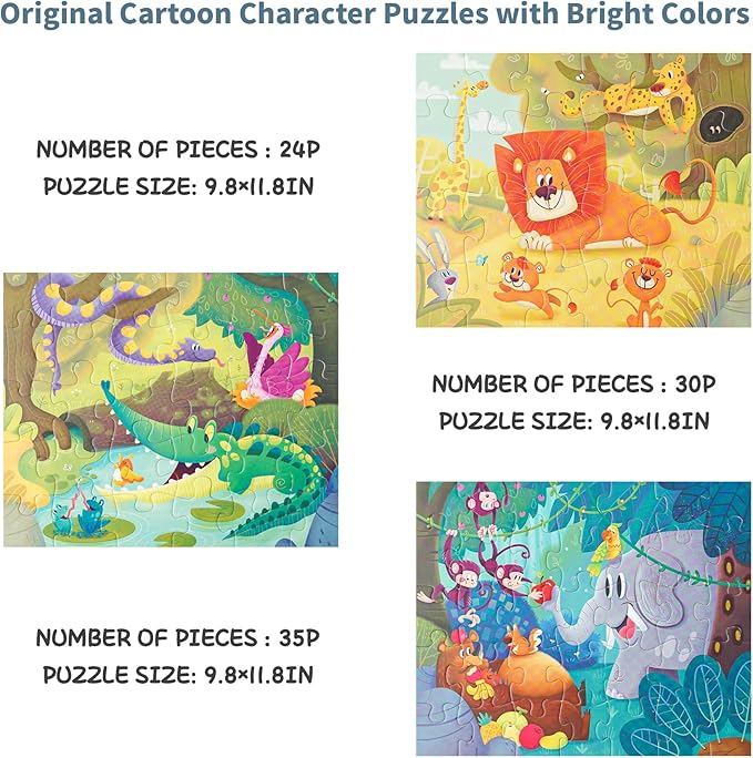 TOI Leveled Puzzles for Kids Aged 3 and Up, Toddler Puzzle Preschool Learning Jigsaw Puzzles, Large Pieces Educational Game for Boys Girls, Cognitive Story Step 3