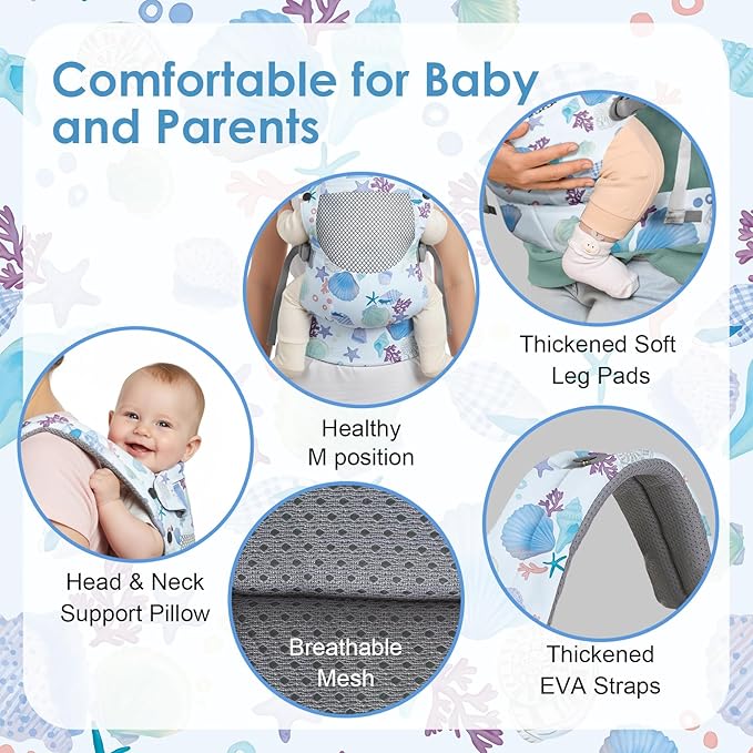 Infant Baby Front Carrier, Toddler Body Carrier, 7-66 Lbs Ergonomic Design, Lumbar Support, Lightweight Baby Chest Carriers (3-36 Months)