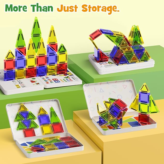 Magnetic Building Toys STEM Magnet Travel Construction Set with Storage Box - Educational Birthday Gifts for Boys & Girls Magnetic Building Toys for 3-8 Year Olds(40 PCS)