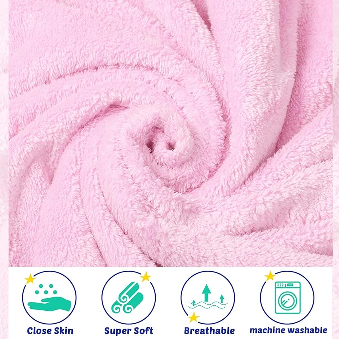 Reginary 4 Pack Baby Hooded Towels Coral Fleece Baby Bath Towels 30 x 30 Inch Soft Absorbent Hooded Bath Blanket for Newborn Toddler Infant Boy Girl Shower Gift Supplies (White, Pink, Green, Blue)