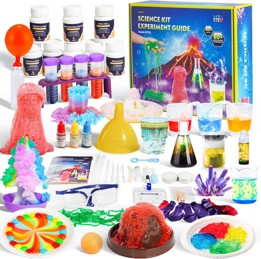 80+ Science Experiment Kit for Kids Ages 5-6-7-8, Birthday Gift Ideas for 4+ Year Old Kid, STEM Learning & Educational Toys, First Science Kit for Boys Girl
