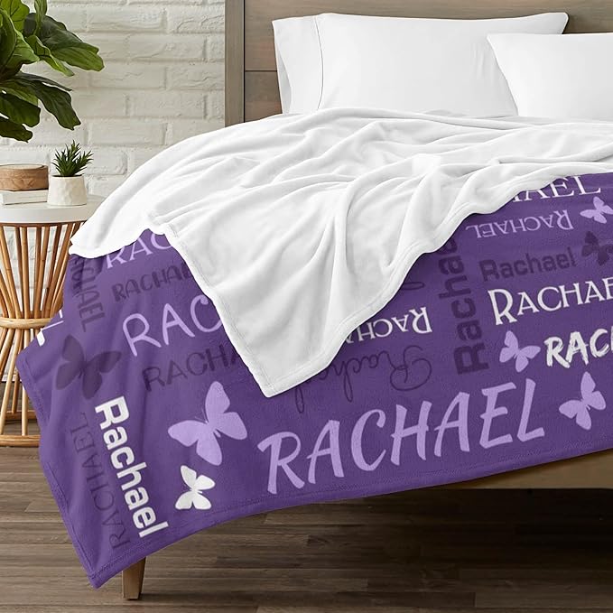Personalized Throw Blanket with Name Custom Blankets Customized Baby Blanket for Girls Kids Adult Birthday Gift