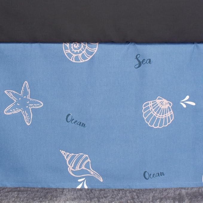 CaSaJa Baby 3-Piece Crib Bedding Set for Boys Girls, Including Soft Quilted Comforter(Blanket), Fitted Crib Sheet and Skirt, Soft Nursery Bedding Set Made of Silky Comfy Materials, Sea Conch