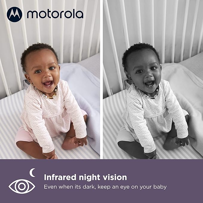 Motorola Nursery WiFi Baby Monitor with Camera and Audio, 2-Way Audio, Remote Zoom & Pan, Temperature Sensor, Night Vision, 10 Lullabies, Mood Light, 1000ft Range, VM85