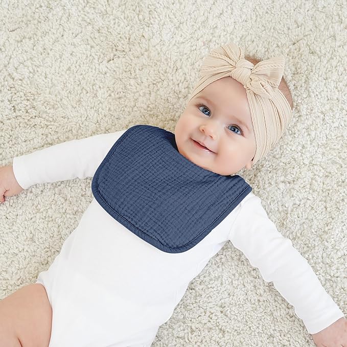 100% Cotton Muslin Baby Bibs 10-Pack Baby Drool Bibs for Unisex Baby Toddlers Infant Newborns Drooling and Teething