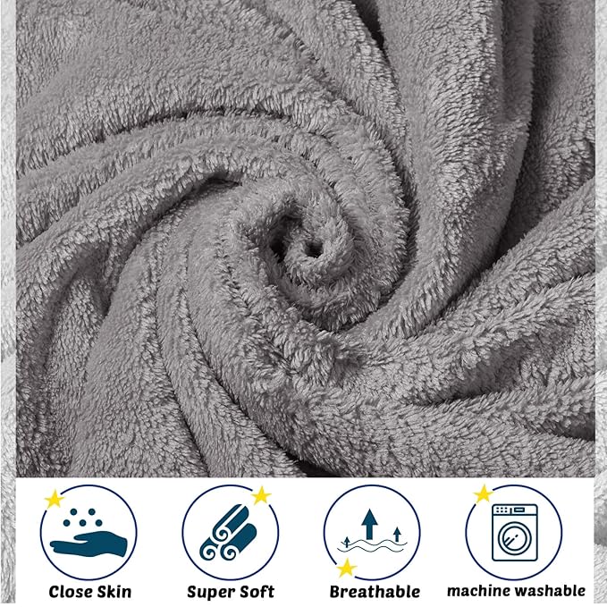 Chumia 6 Pack Baby Bath Towel Coral Fleece Soft Absorbent Newborn Hooded Towel for Kid 30 x 30 Inch Toddler Bath Blanket for Babies Infant Shower Gift(Gray)