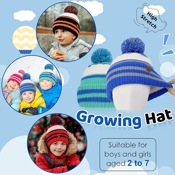 FZ FANTASTIC ZONE Kids Toddler Winter Hat Beanie with Warm Fleece Ski Baby Hats for 2-7 Years Skull Cap Baby Boys Girls Gifts