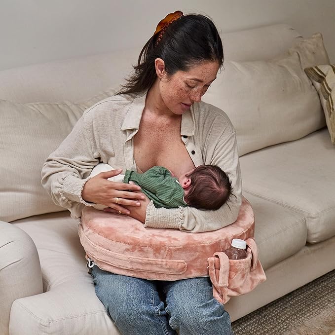 My Brest Friend Super Deluxe Nursing Pillow - Enhanced Comfort & Ergonomic Breastfeeding Pillow for Ultimate Support for Mom & Baby - Adjustable and with Handy Side Pocket, Dusty Rose