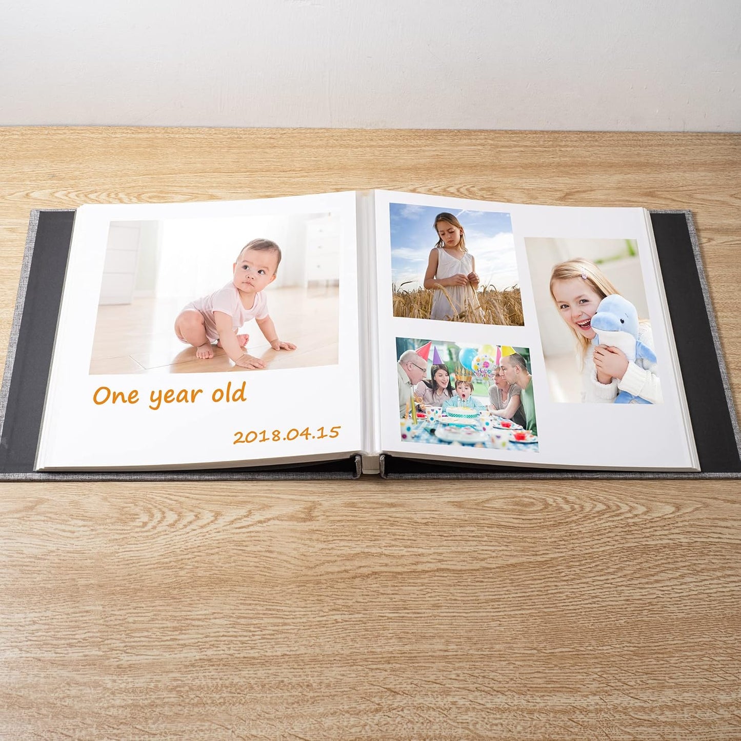 Large Photo Album Self Adhesive Scrapbook Album for 4×6 8×10 Pictures DIY Magnetic Linen Cover Album 40 Pages for Family Wedding Gifts with Metal Pen and Plastic Board