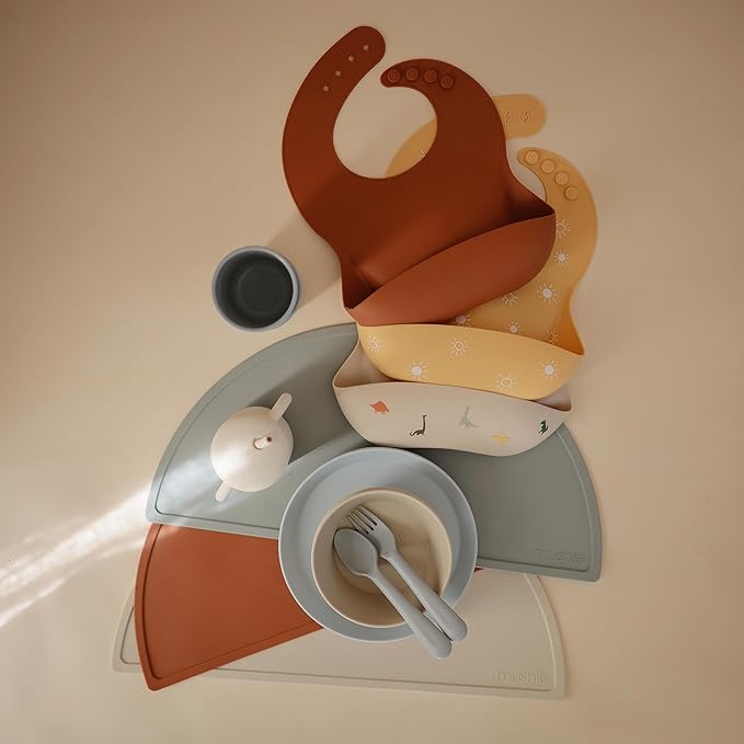 mushie Silicone Placemat for Kids | BPA-Free Non-Slip Design (Stone)