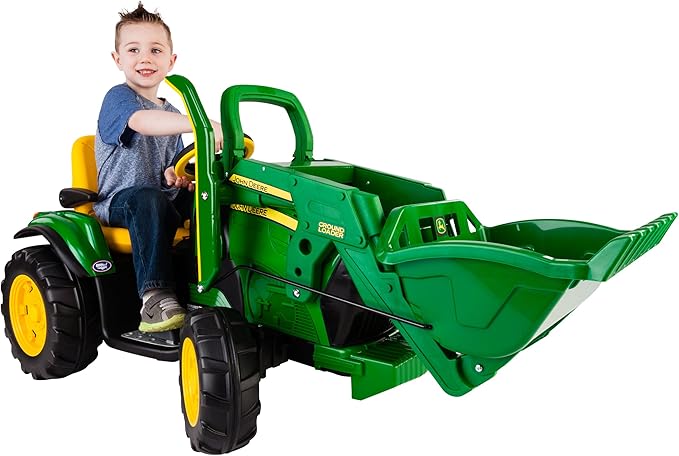 Peg Perego John Deere Ground Loader Tractor Extra-Large 12 Volt Ride on Tractor for Kids Ages 3-7