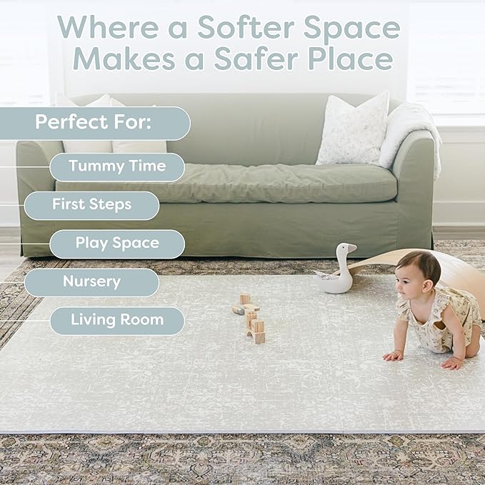 Baby Play Mat for Floor - Eden (6x6ft) - Premium EVA Foam Play Mat for Babies & Toddlers (Ages 0-5+) - Non-Toxic Playmat for Tummy Time, Crawling & Playroom - Stylish & Comfortable