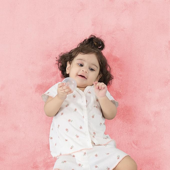 1.3" Thick Baby Floor Play Mat 71x79, Basic Padded Foam Mat for Tummy Time Crawling, Non Slip Cushioned for Babies Toddlers Infants Kids (Pink)