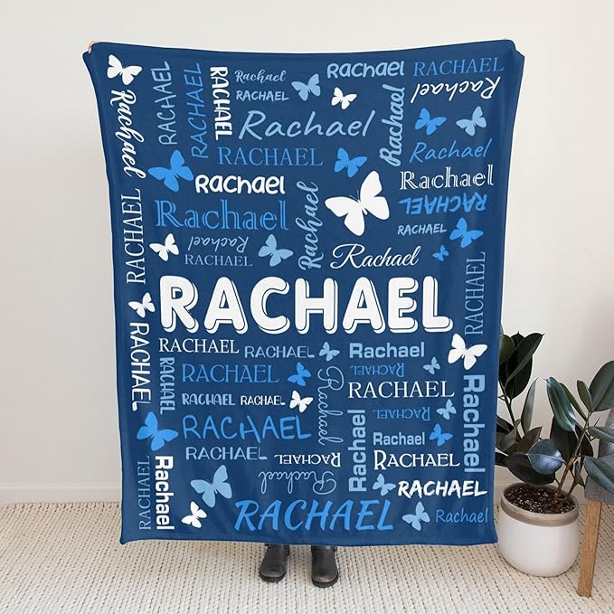 Personalized Throw Blanket with Name Custom Blankets Customized Baby Blanket for Girls Kids Adult Birthday Gift