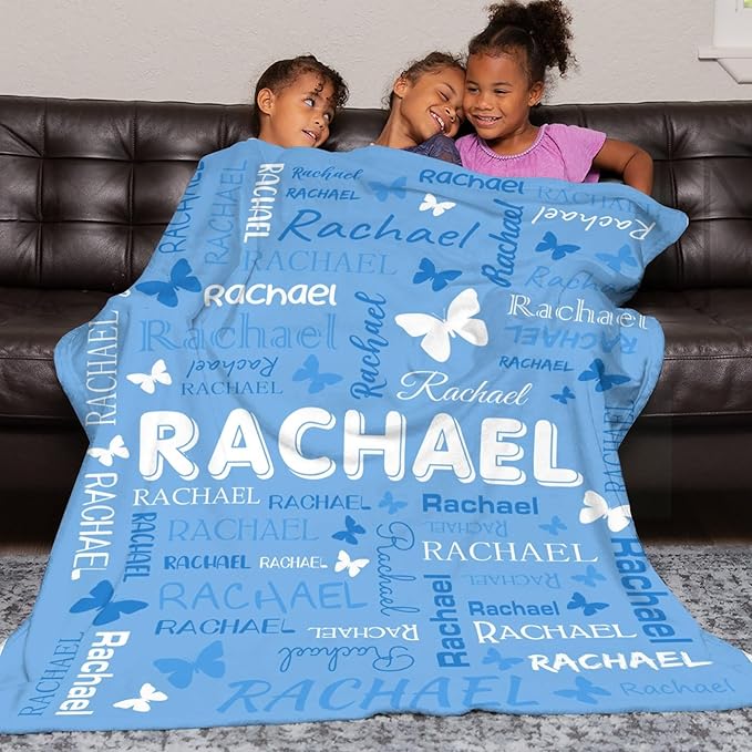 Personalized Throw Blanket with Name Custom Blankets Customized Baby Blanket for Girls Kids Adult Birthday Gift