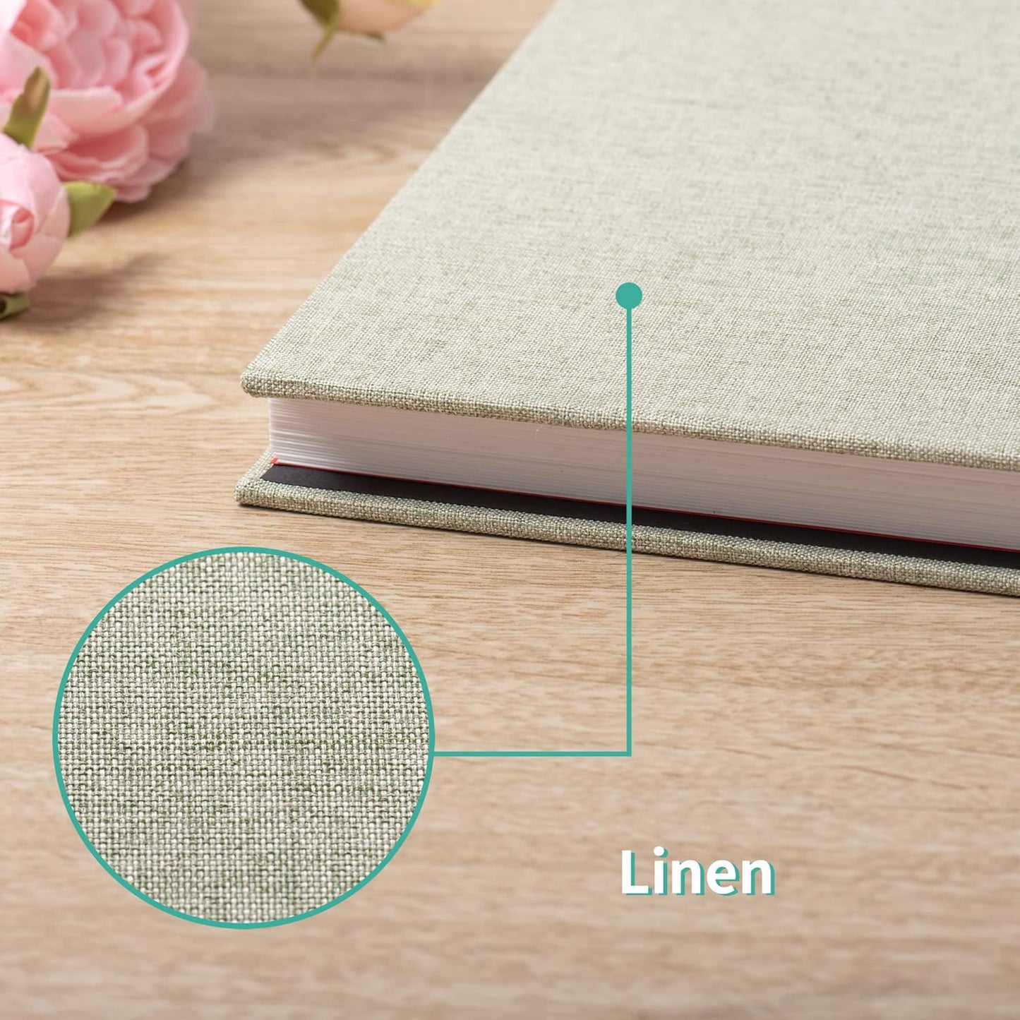 Photo Album Self Adhesive Scrapbook Album for 4×6 Pictures DIY Magnetic Linen Cover Album 15 Sheets/30 Blank Pages for Family Wedding, Birthday, Christmas, Anniversary (Grass Green)